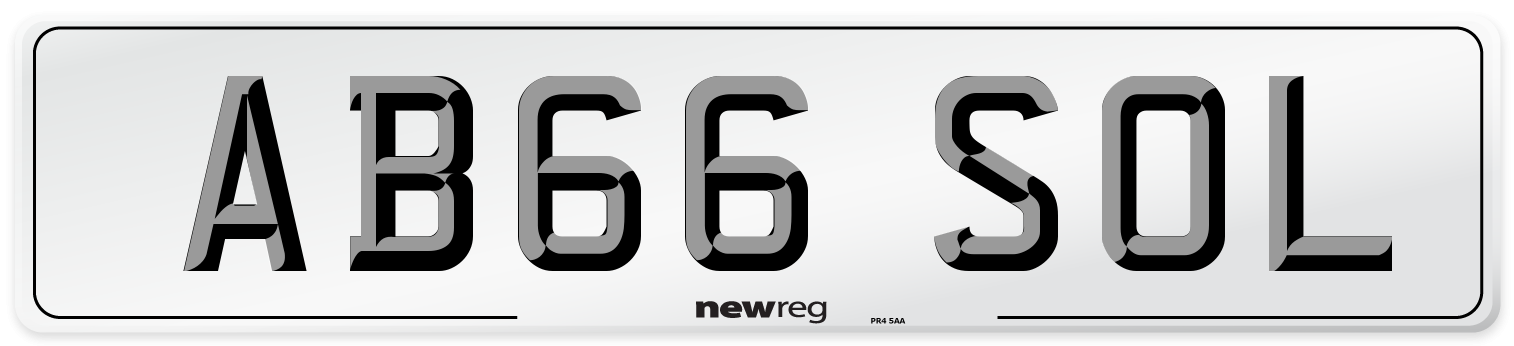 AB66 SOL Number Plate from New Reg